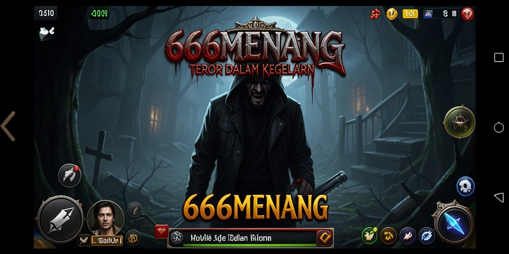 Screenshot gameplay menakutkan dari 666MENANG dengan makhluk mengerikan.