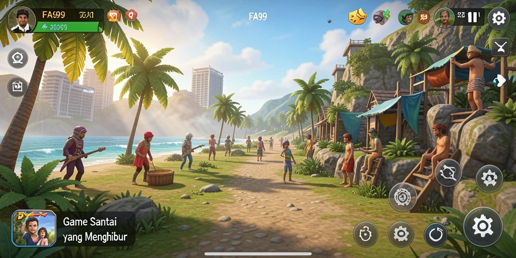 Tampilan gameplay seru dari FA99 dengan desain yang colorful.