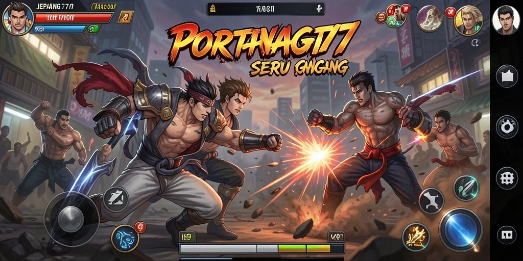 Tampilan gameplay seru dari pertarungan dalam JEPANG77.