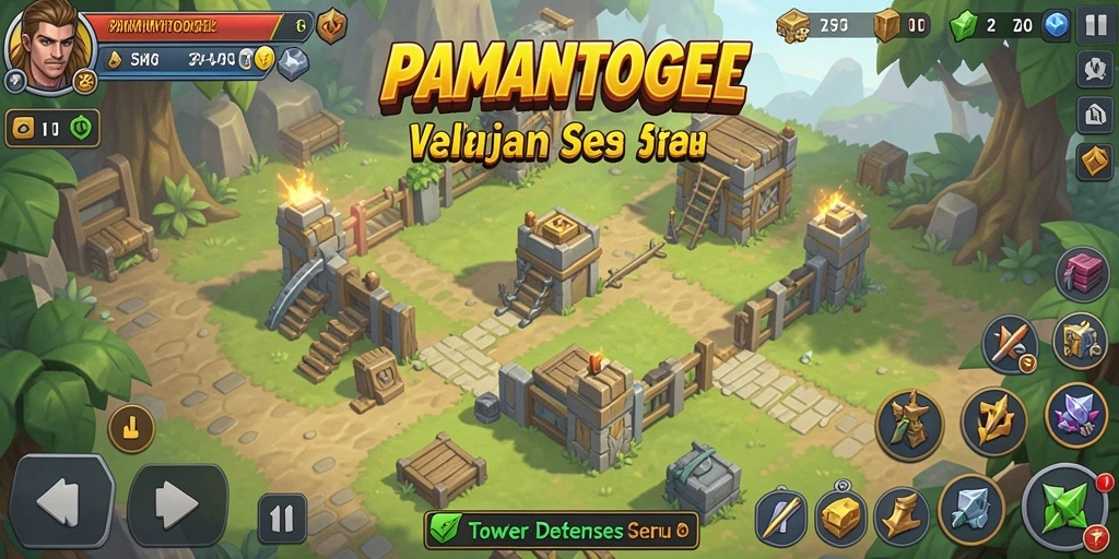 Screenshot gameplay PAMANTOGEL yang menunjukkan aksi Tower Defense yang seru.