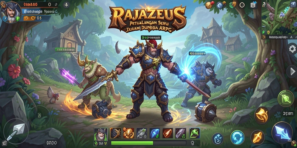 Screenshot menunjukkan karakter bertarung melawan monster dalam gameplay ARPG yang seru.