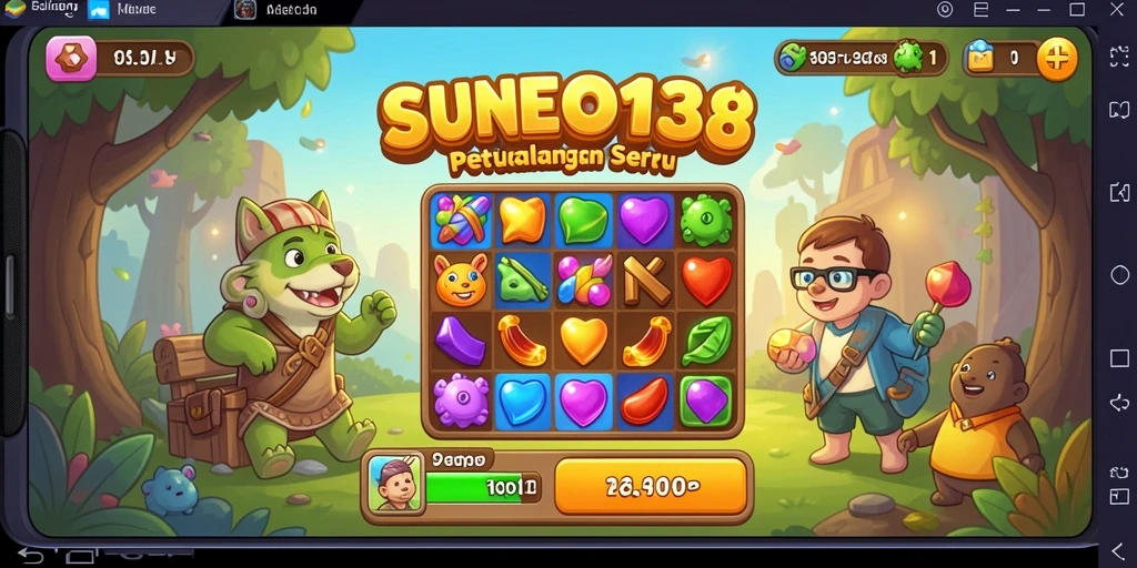 Screenshot SUNEO138 menampilkan gameplay seru Match-3 yang menantang.