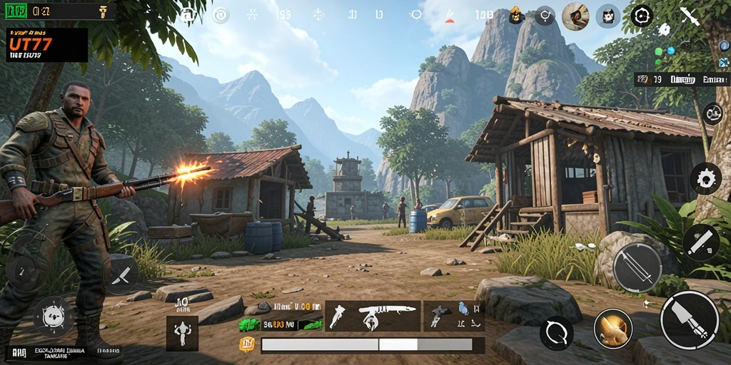 Screenshot gameplay UT77 dengan pemandangan dunia yang luas.